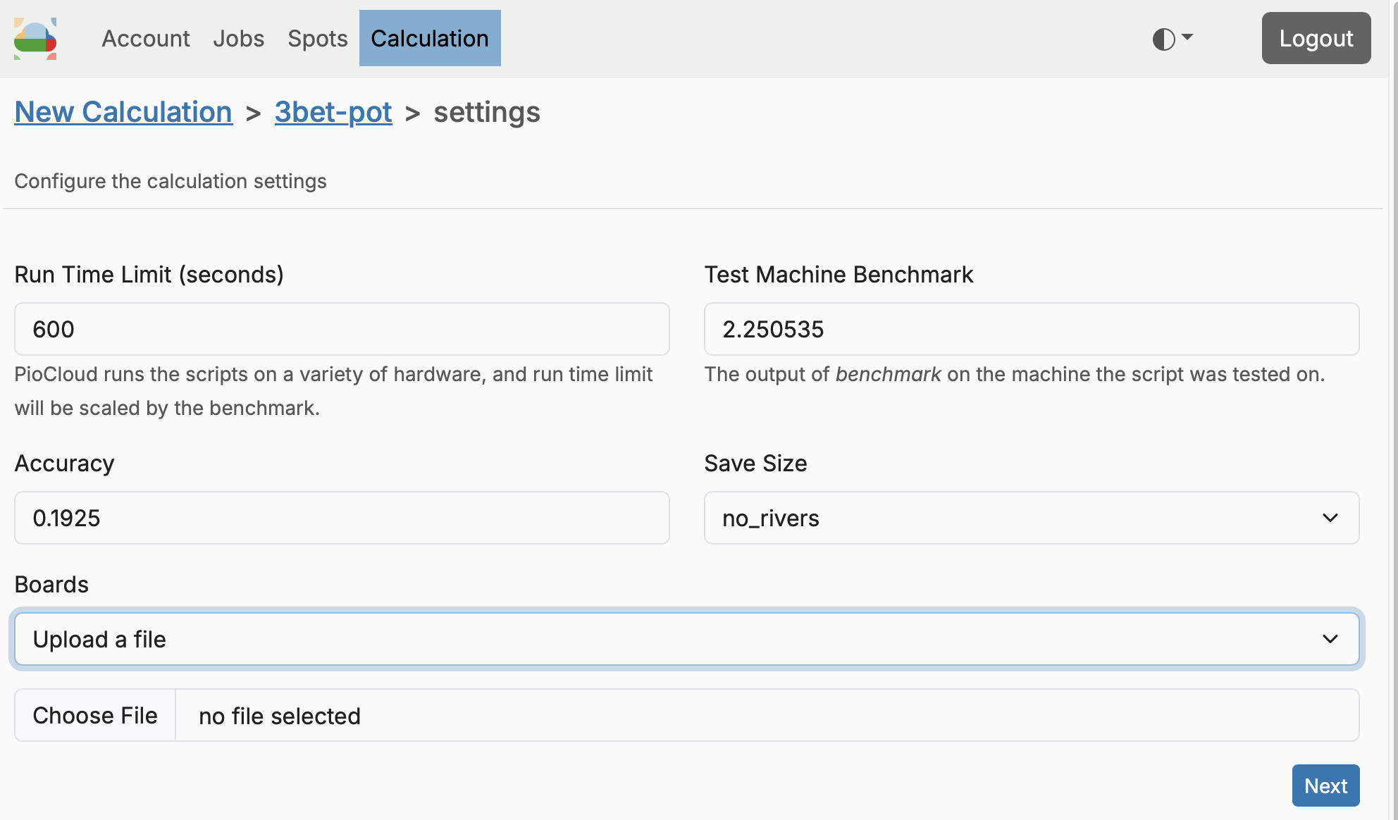 How to input boards for a job